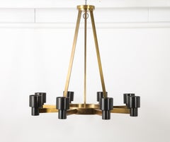 Mixed Metal Brutalist Mid-Century Chandelier Custom Reproduction, USA 2018