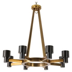 Mixed Metal Brutalist Mid-Century Chandelier Custom Reproduction, USA 2018