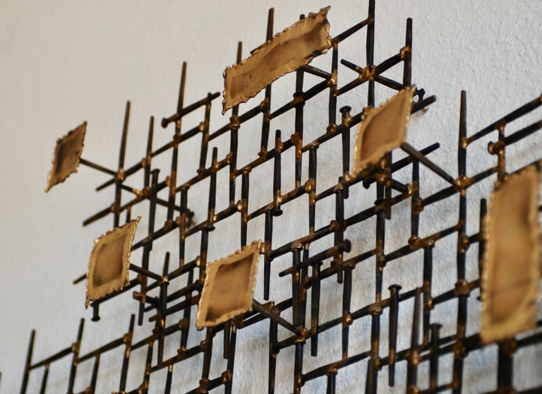 Mixed Metal Brutalist Nail Art Wall Sculpture at 1stDibs