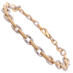 Bracelet chaîne en or jaune 14 carats, or blanc, chaîne câble 17 grammes