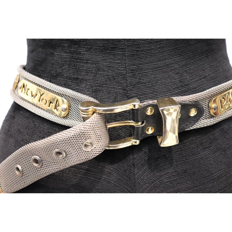 Vintage Boho Bronze, Silver and Gold Mixed Metal Belt Wide Woven Faux Leather Gold Bronze Metallic Belt Vintage  main image 3