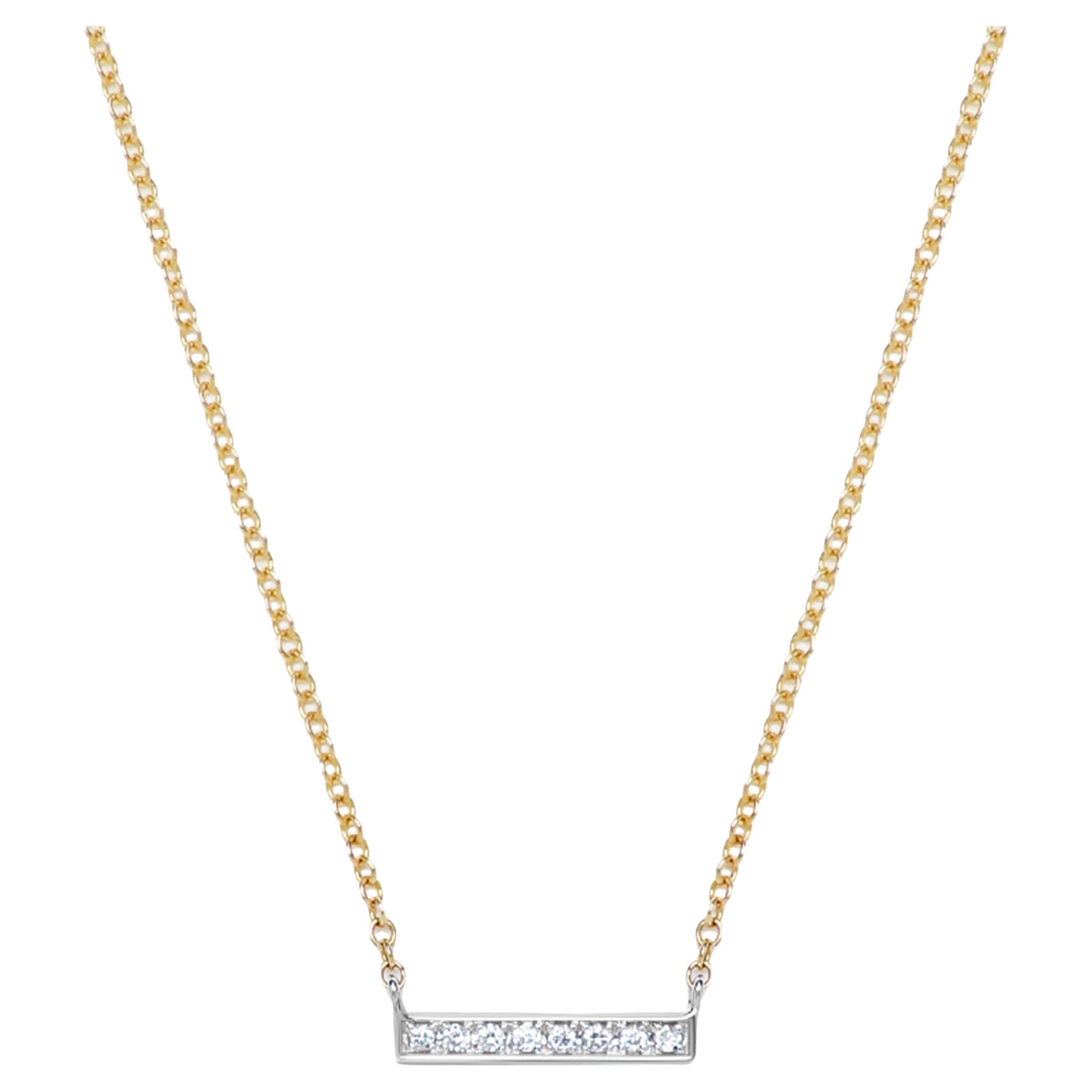 Mixed-Metal Diamond Bar Necklace For Sale