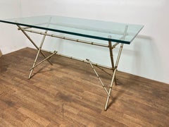 Mixed Metal Faux Bamboo Desk In Style of Maison Jansen, C. 1960s