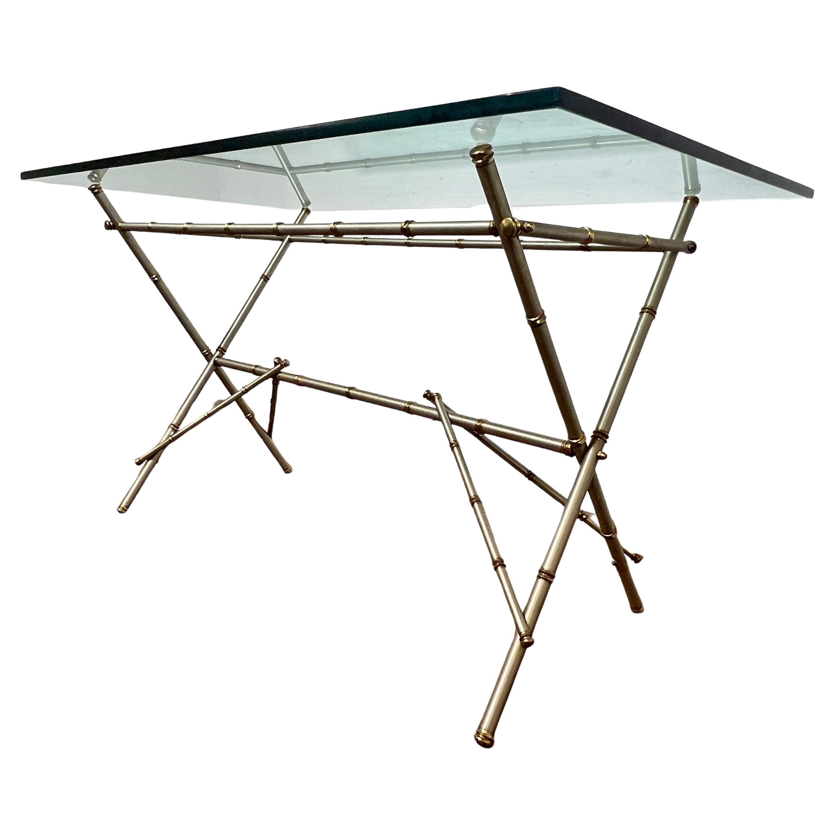 Mixed Metal Faux Bamboo Desk In Style of Maison Jansen, C. 1960s