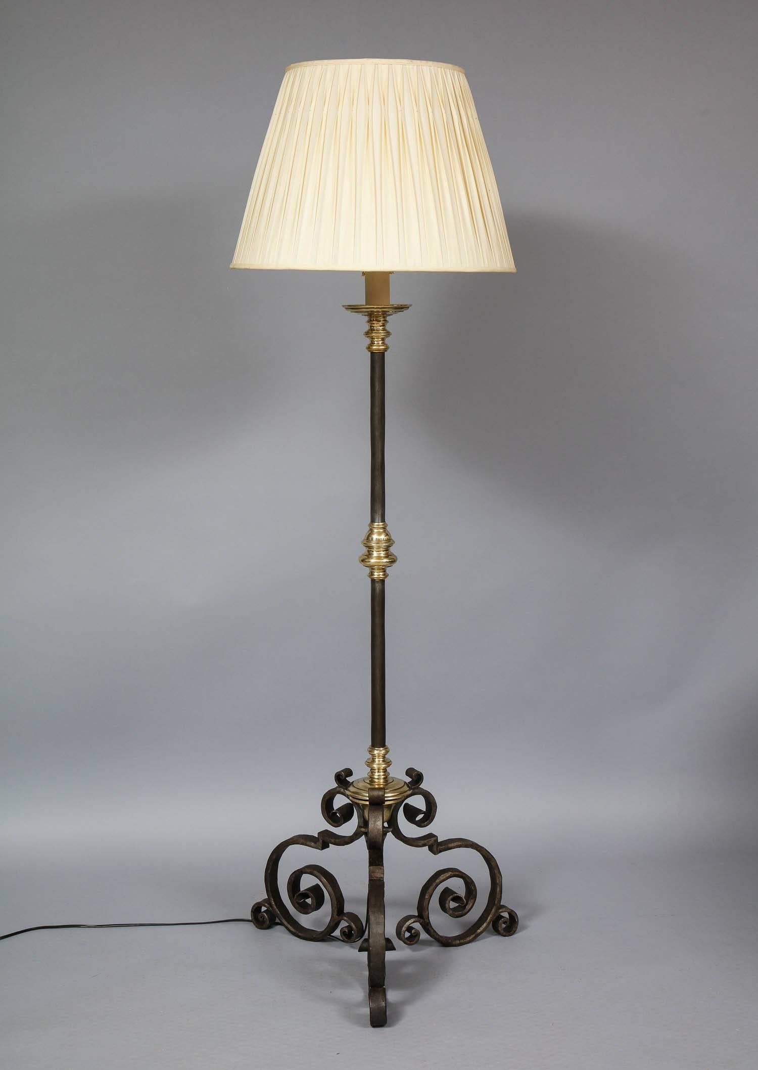 Mixed Metal Floor Lamp In Good Condition In Greenwich, CT