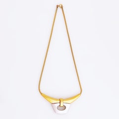 Mixed Metal Modernist Snake Chain Choker Necklace By Givenchy, 1970s