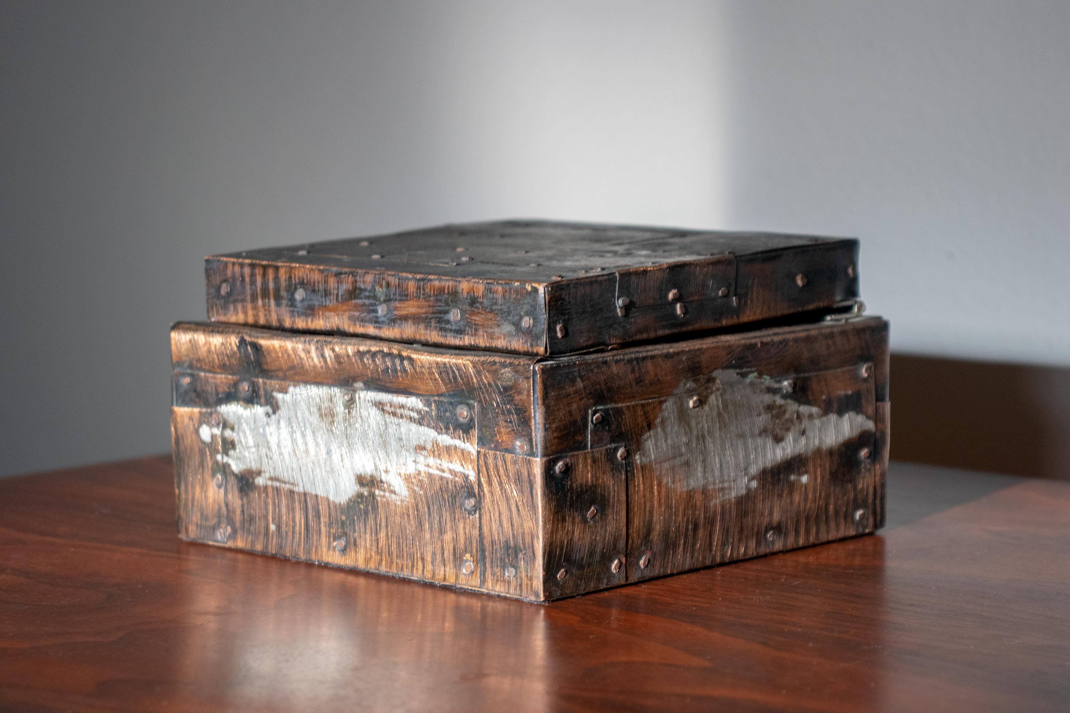 Caja de patchwork de metal mixto de Paul Evans en venta 8