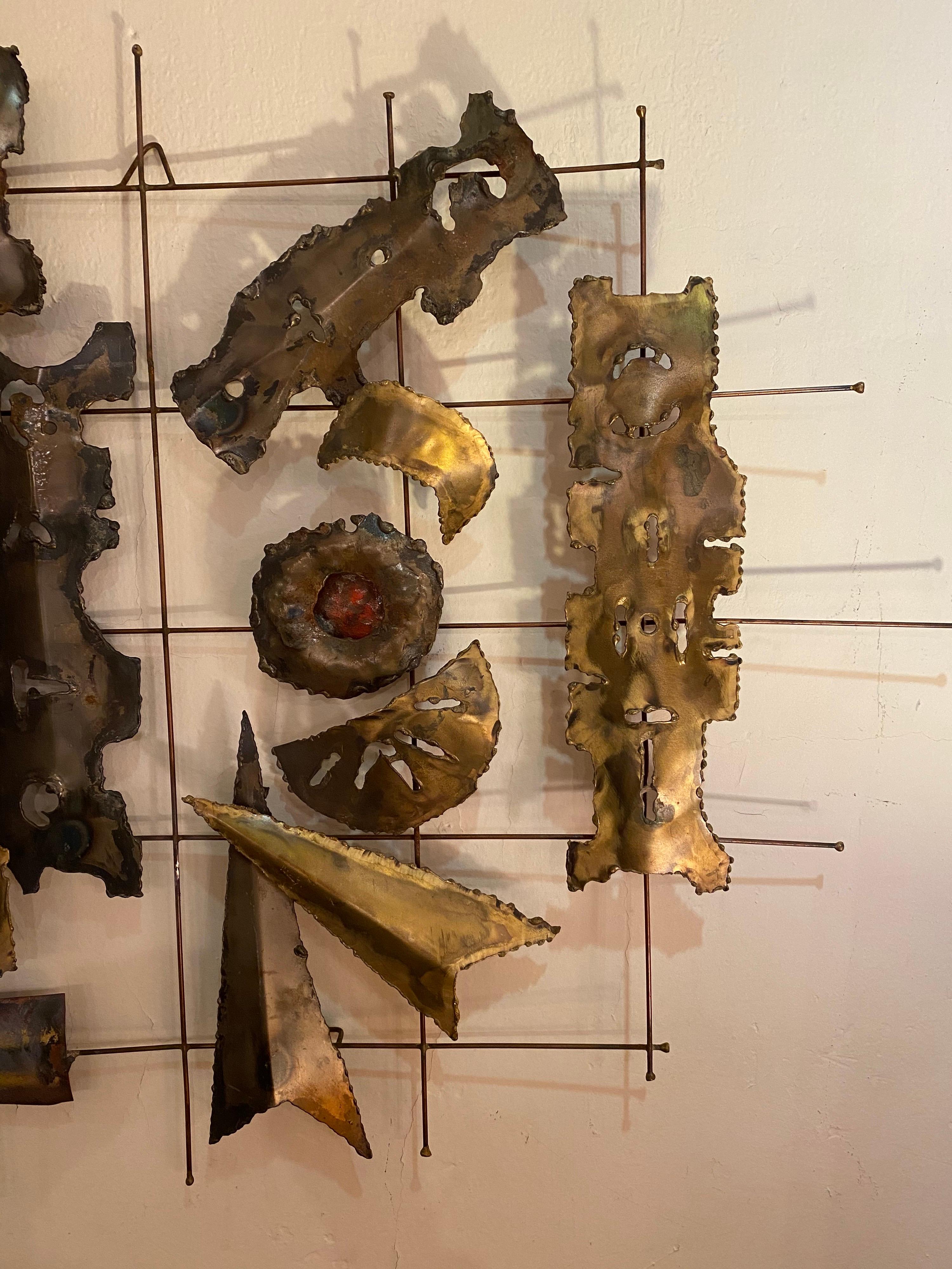 Mid-Century Modern Mixed Metal Wall Sculpture