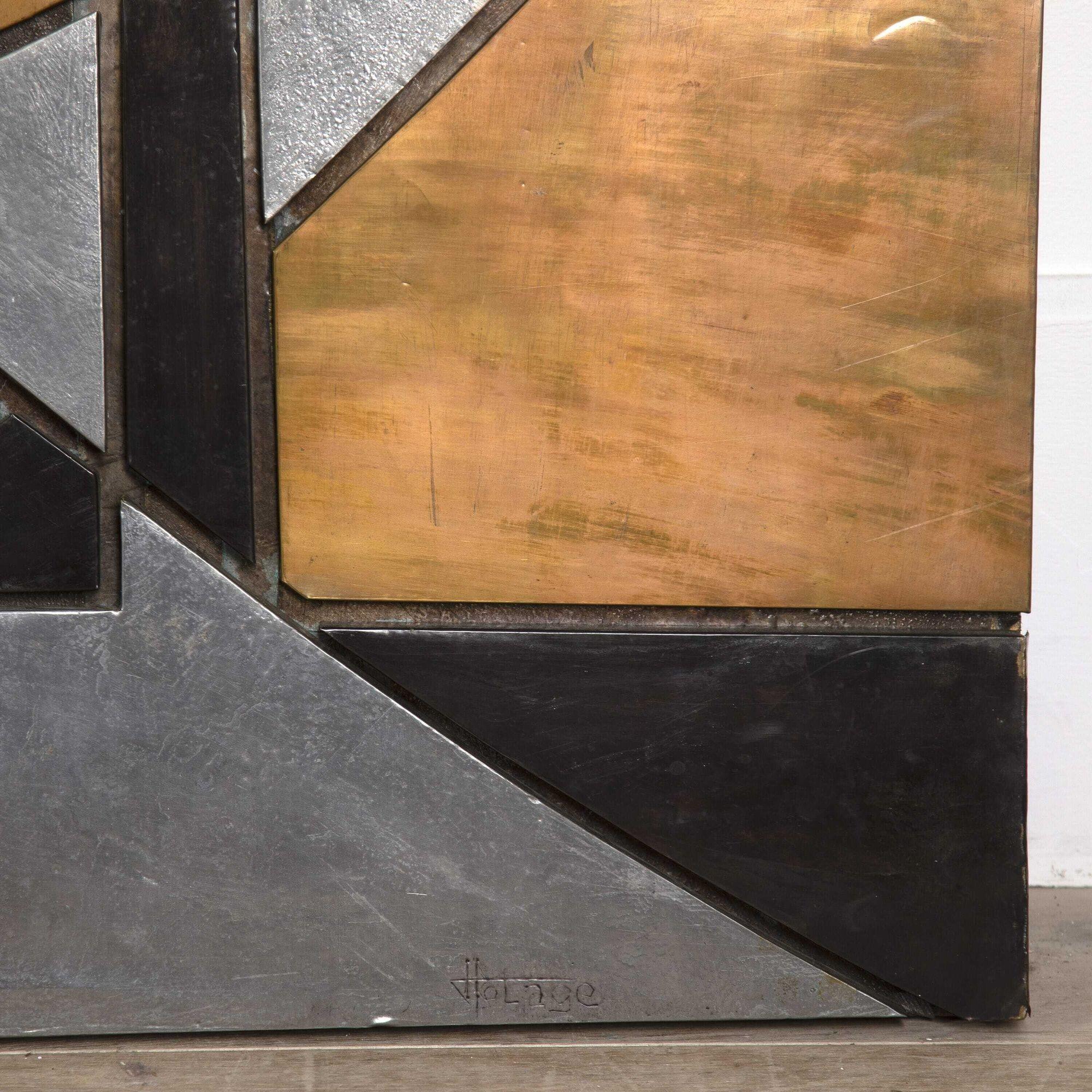 Brutalist Mixed Metal Wall Sculpture For Sale