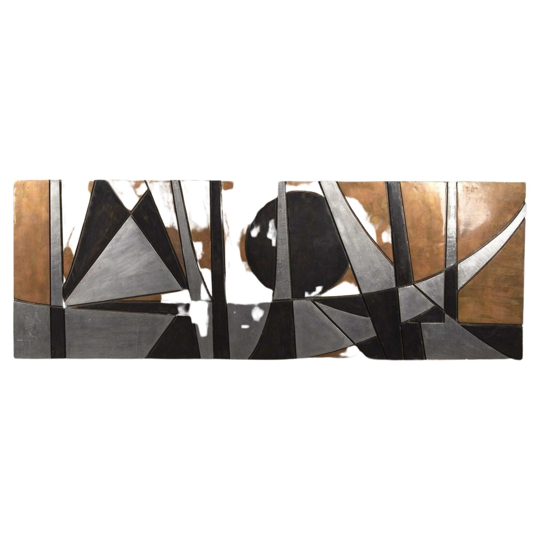 Mixed Metal Wall Sculpture For Sale