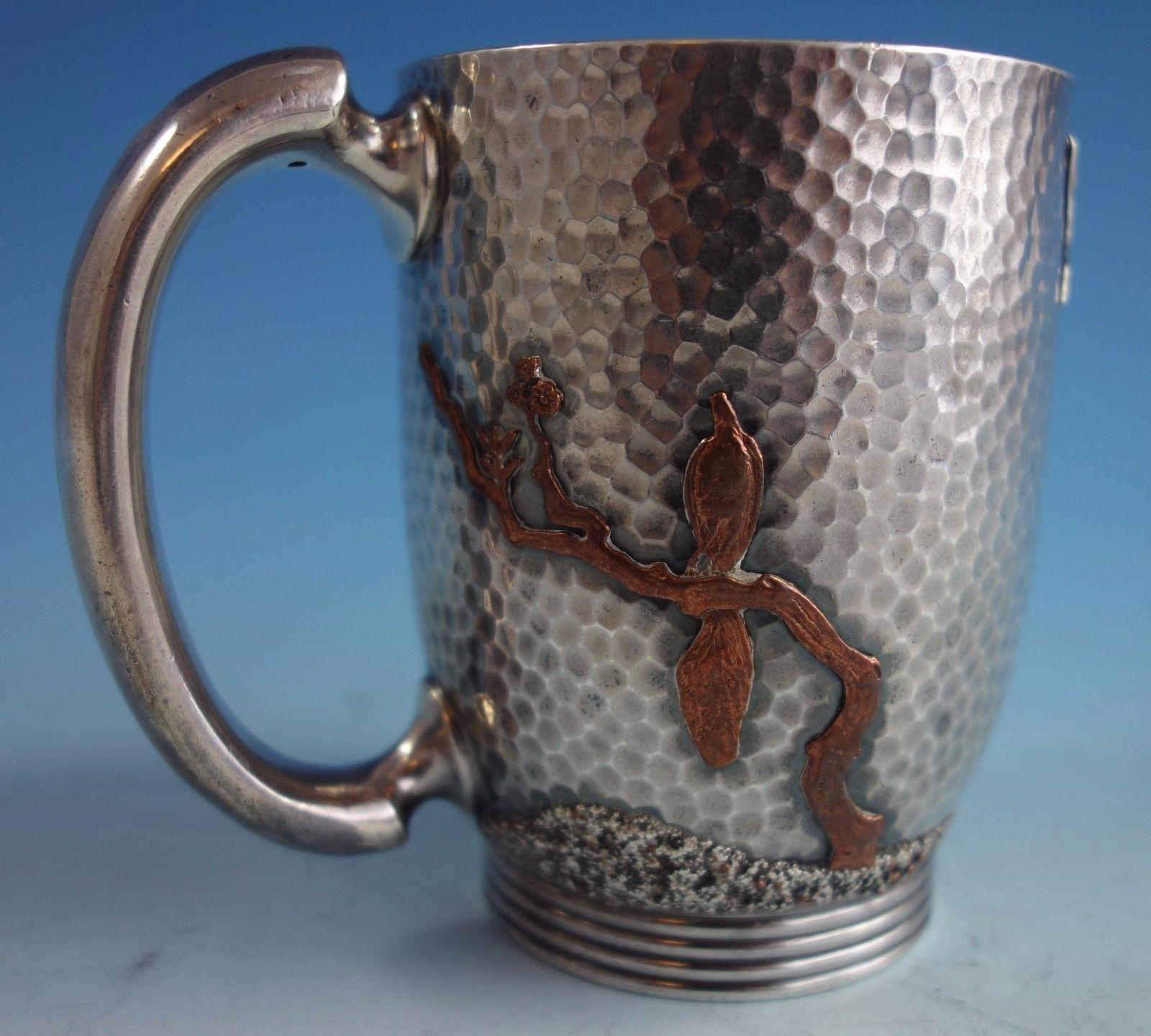 19th Century Mixed Metals by Gorham Sterling Silver Baby Cup #3210 Hammered