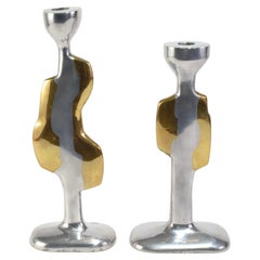 Set de bougeoirs en métaux mélangés