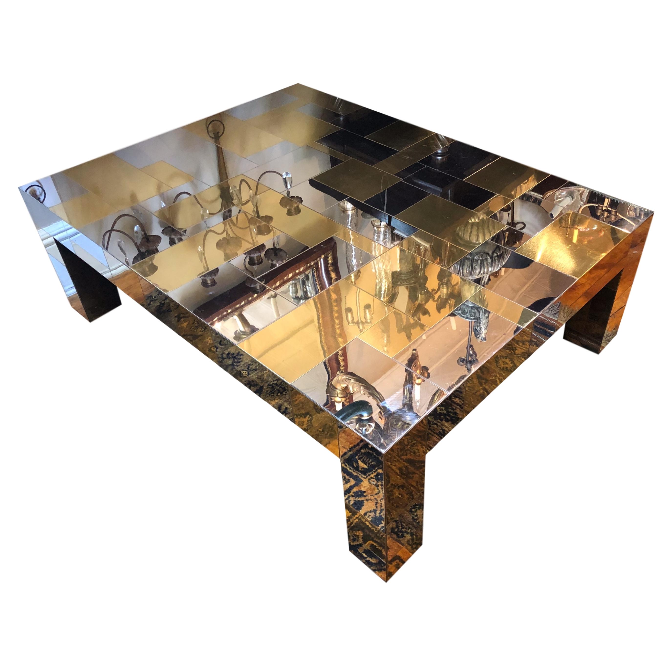 A circa 1970s brass and nickel-plated coffee table.

Measurements:
Height: 15
