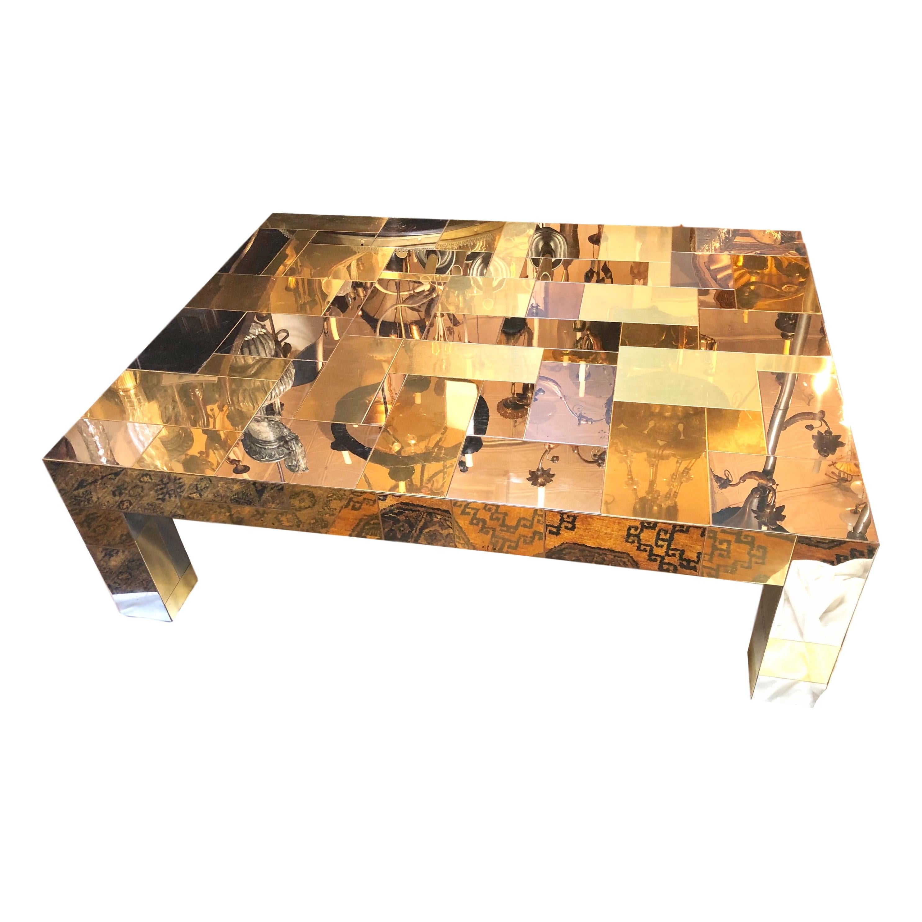 Gilt Mixed Metals Coffee Table For Sale