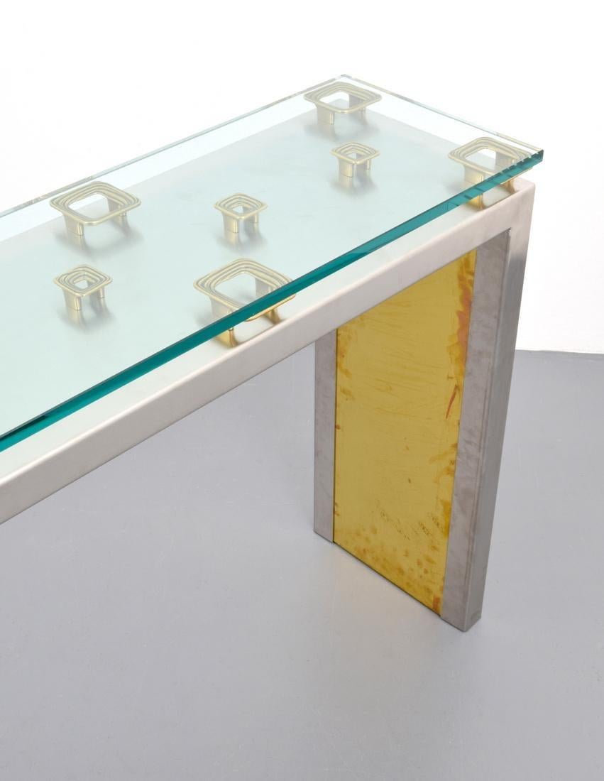 Mixed Metals Console Table by Sandro Petti for L' Angolo Metallart 3