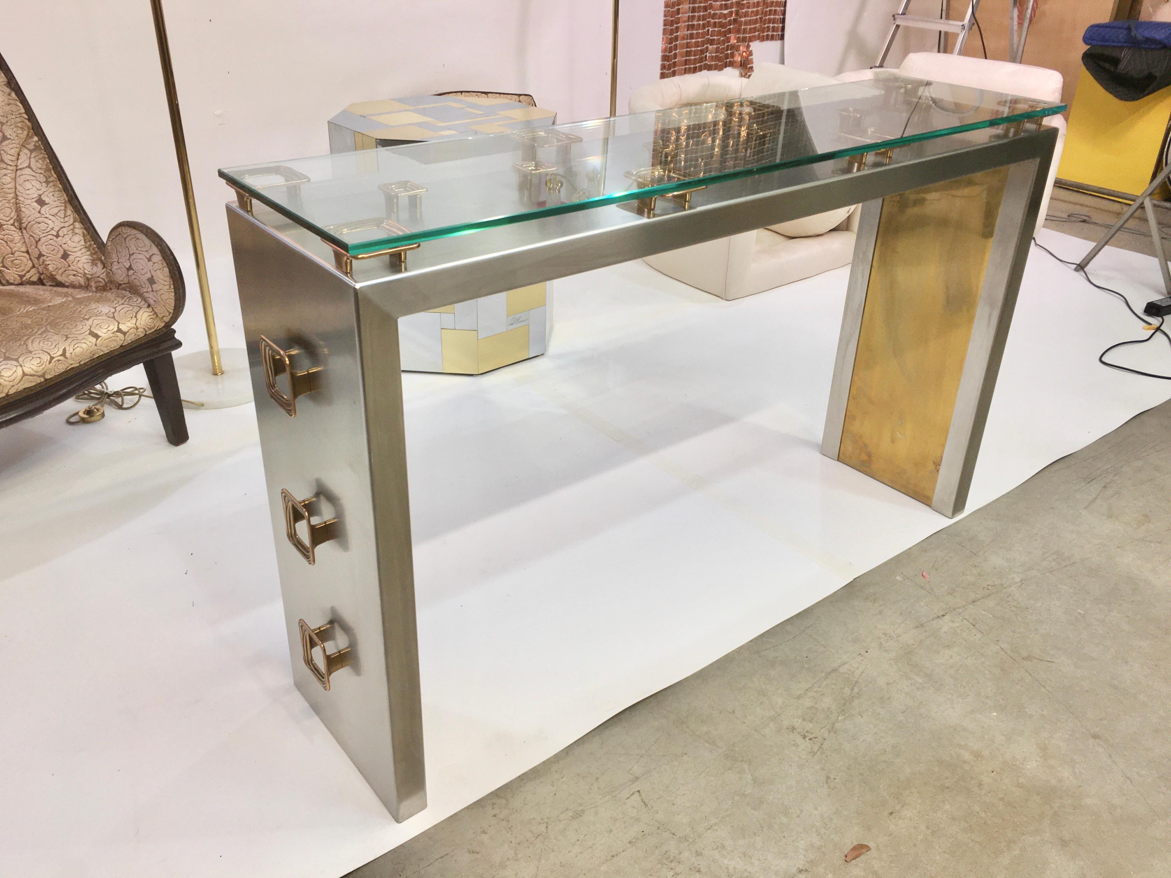 Mixed Metals Console Table by Sandro Petti for L' Angolo Metallart 6