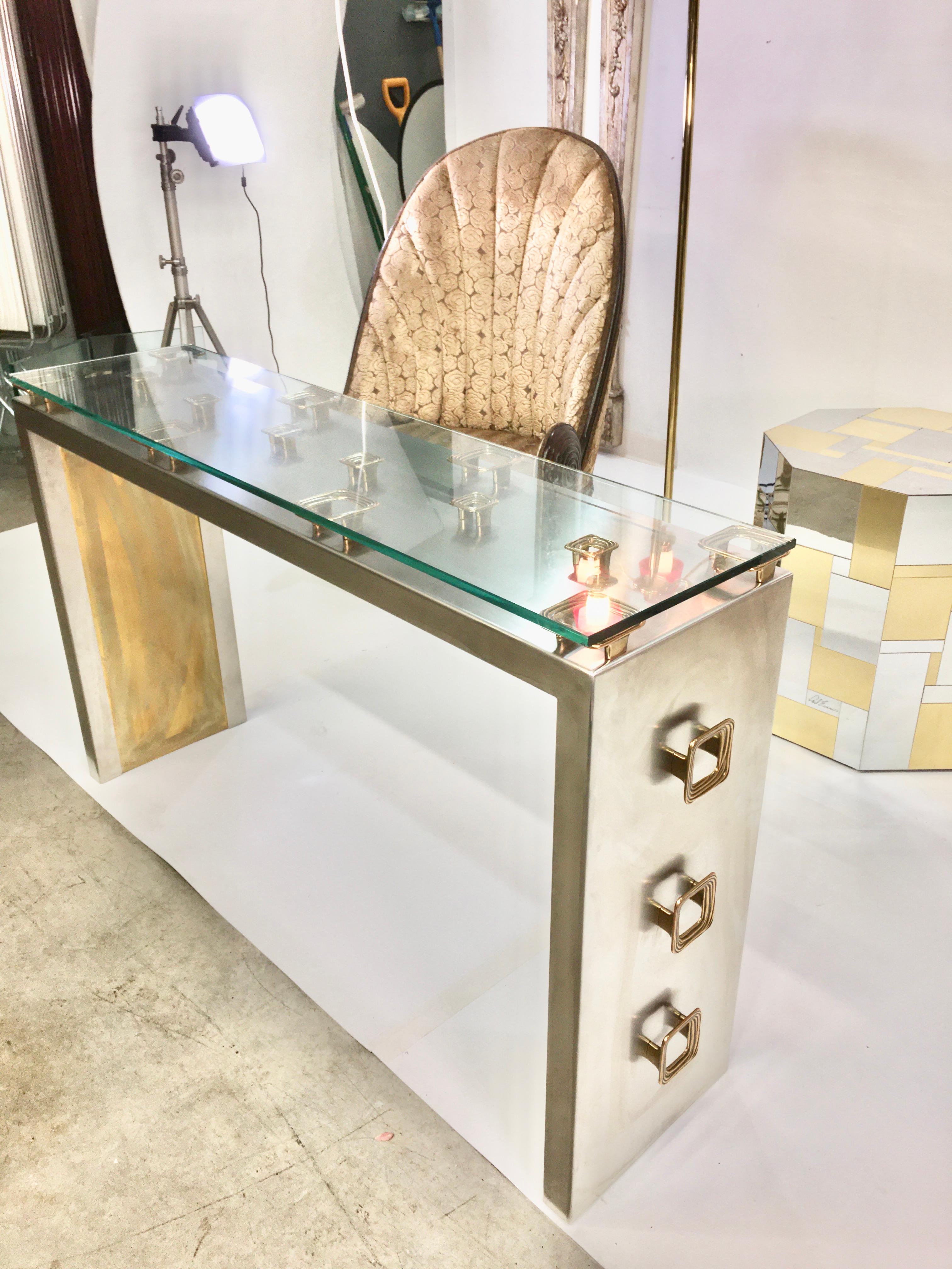 Mixed Metals Console Table by Sandro Petti for L' Angolo Metallart 7