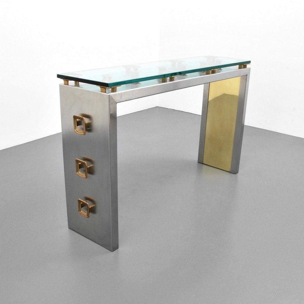 Mixed Metals Console Table by Sandro Petti for L' Angolo Metallart In Good Condition In Hanover, MA