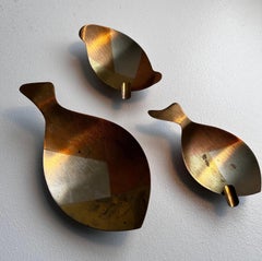 Mixed Metals Footed Dish and Ashrtrays, Mexico, circa 1960s