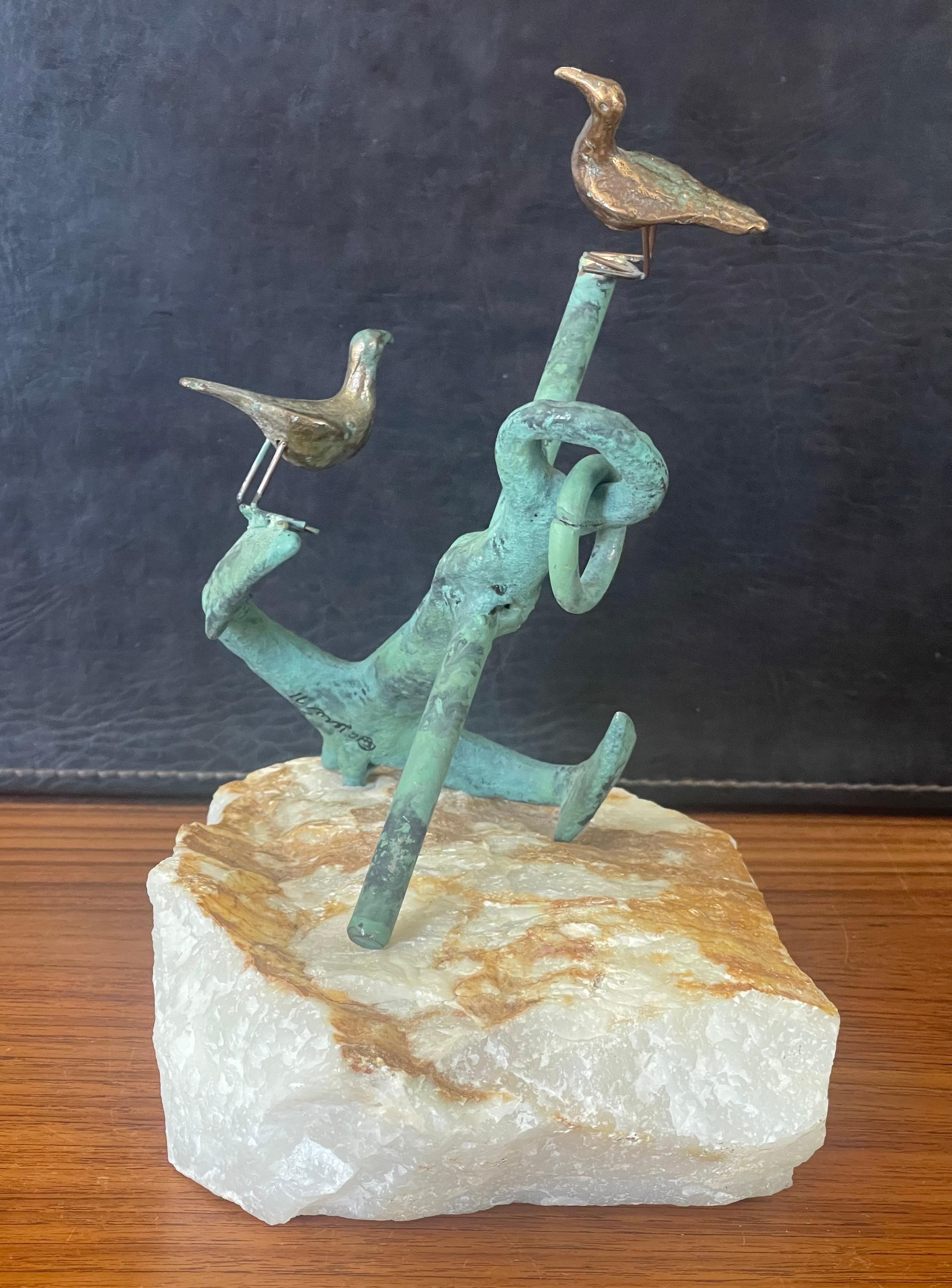 American Mixed Metals on Quartz Anchor Sculpture by C. Jere for Artisian House For Sale