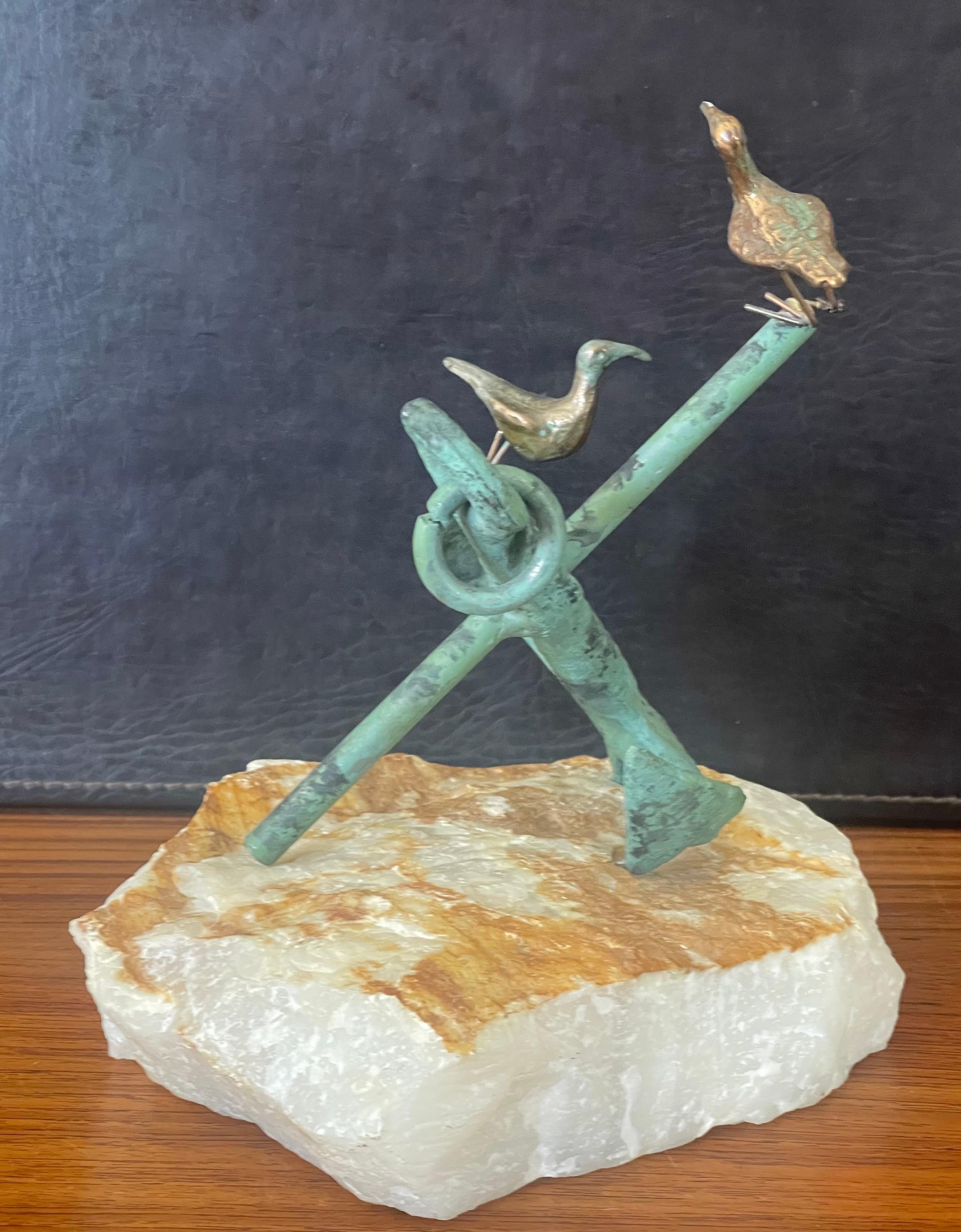 20th Century Mixed Metals on Quartz Anchor Sculpture by C. Jere for Artisian House For Sale
