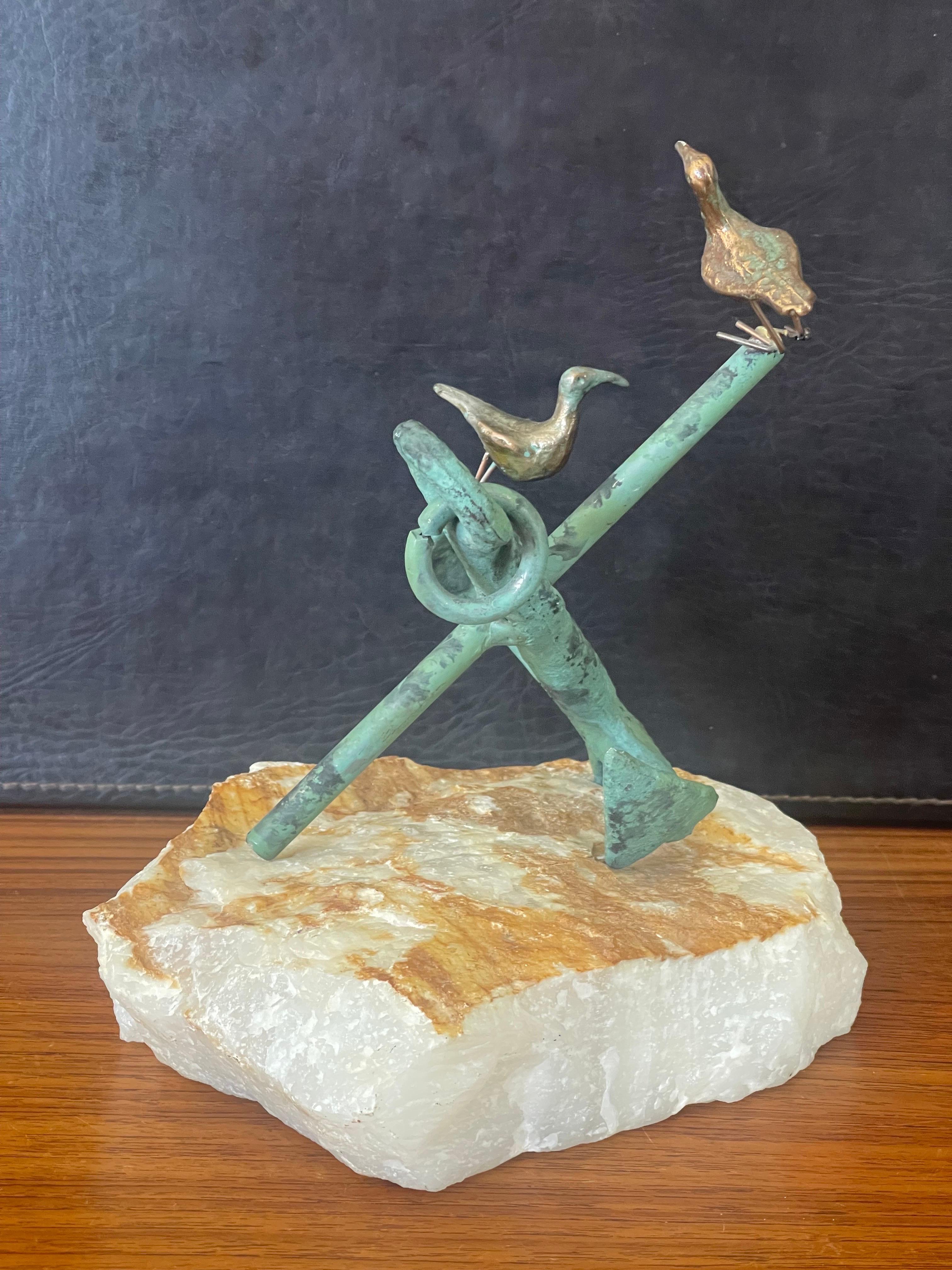 Sculpture d'ancre en alliage de métaux mélangés sur quartz de C. Jere pour Artisian House en vente 1