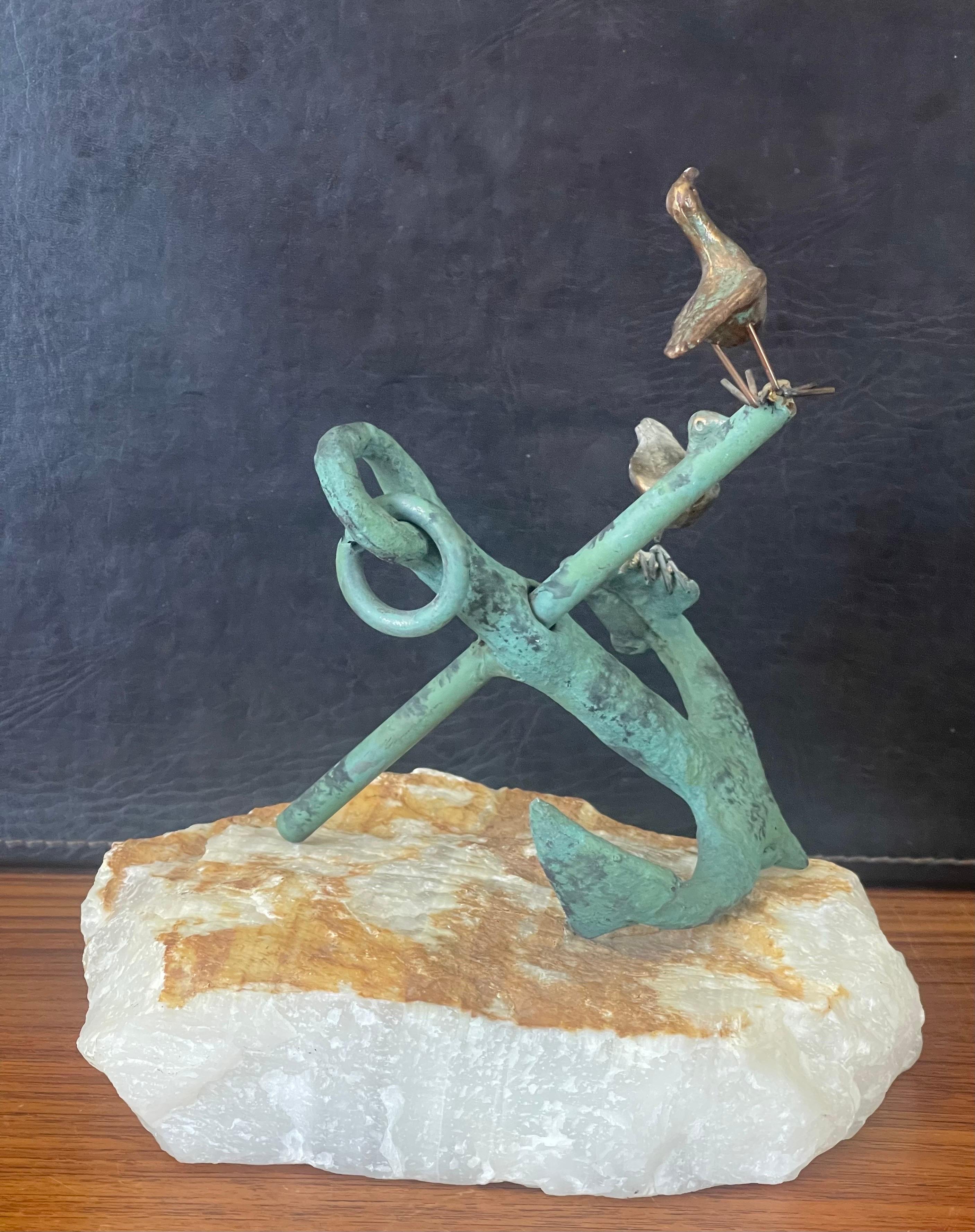 Mixed Metals on Quartz Anchor Sculpture by C. Jere for Artisian House For Sale 3