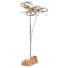 Sculpture de libellule en alliage sur quartz de C. Jere pour Artisian House