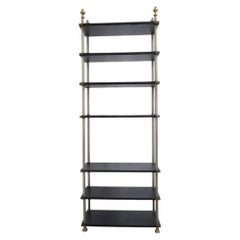 Mixed Metals Vintage Etagere With Seven Faux Leather Shelves