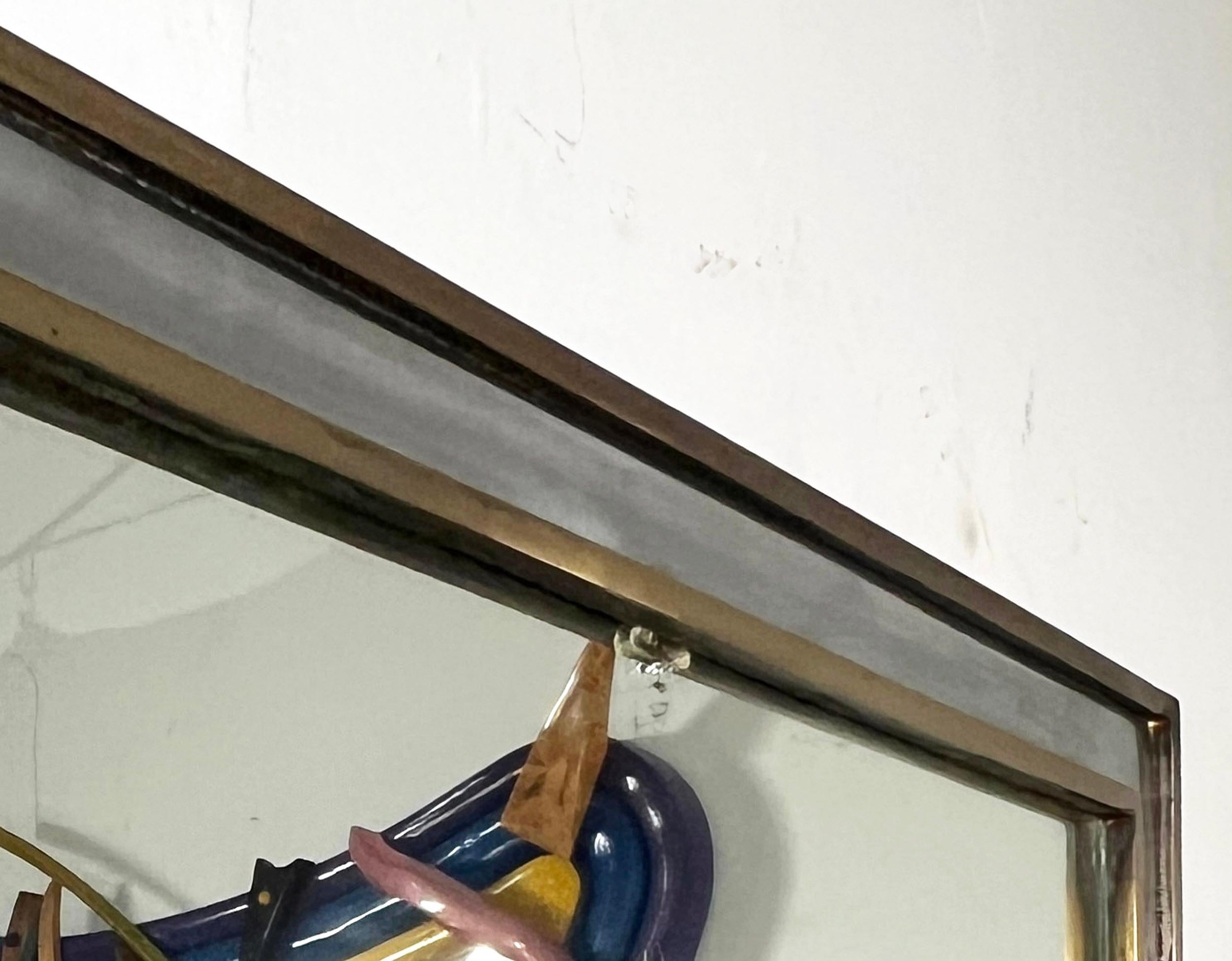 Francese Mixed Metals Wall Mirror Attributed to Guy Lefevre for Maison Jansen Circa 1950s in vendita