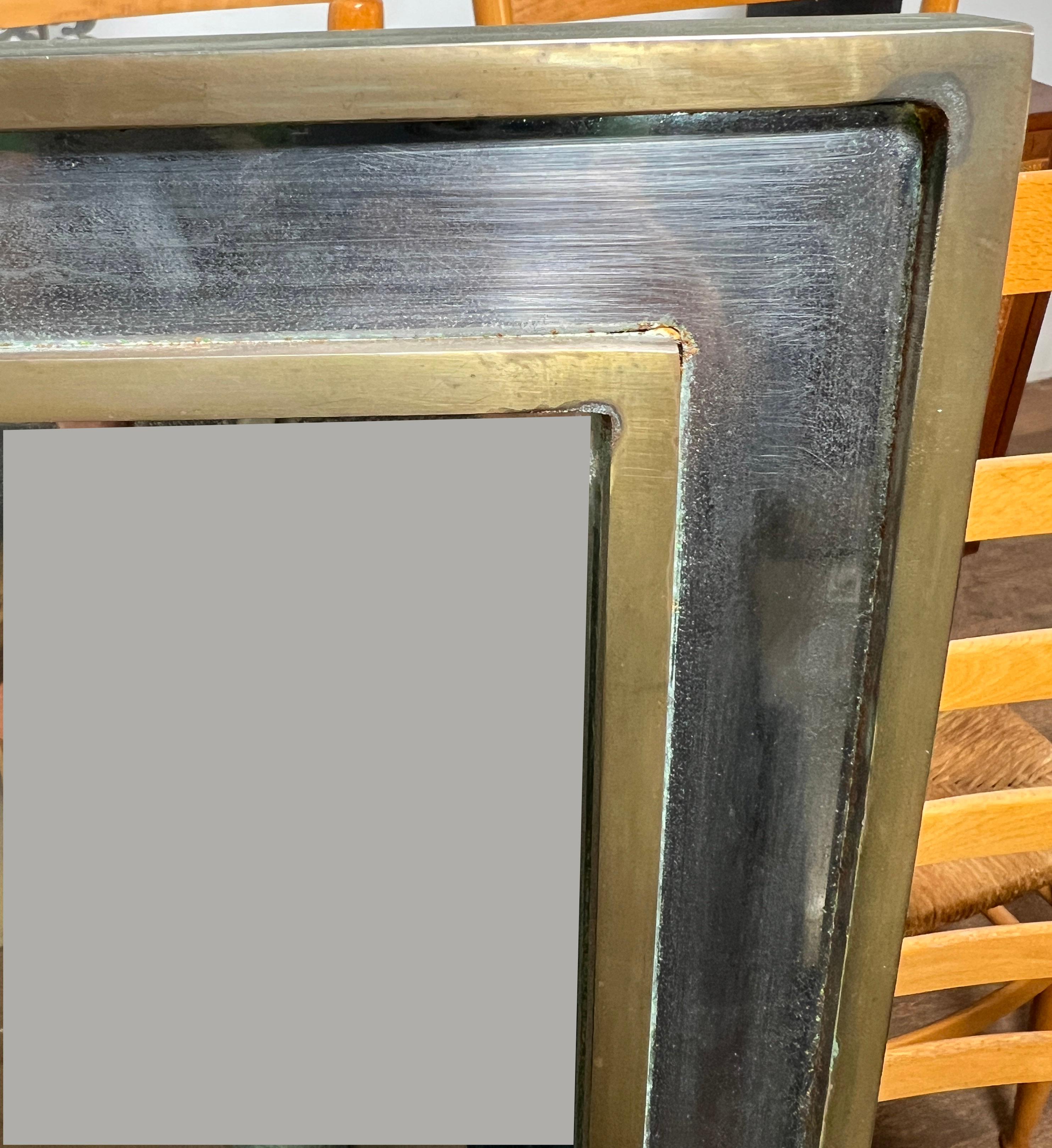 Mixed Metals Wall Mirror Attributed to Guy Lefevre for Maison Jansen Circa 1950s In condizioni buone in vendita a Peabody, MA