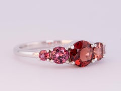 Mixed Pink Red Garnet 5-Stone Band 14K Gold R5069