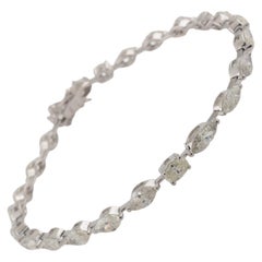 Forma mixta 6.15Ct Diamond Prong Set Tennis Bracelet 14 Karat White Gold