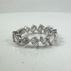 Mixed Shape Diamond Eternity Band in 14K White Gold, 2.45 Carats