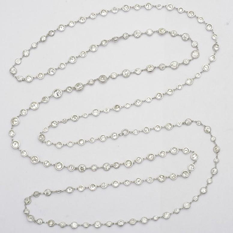 Mixed-Shape Diamond Long Chain Necklace '27.91 Carat' In Excellent Condition In Greenwich, CT