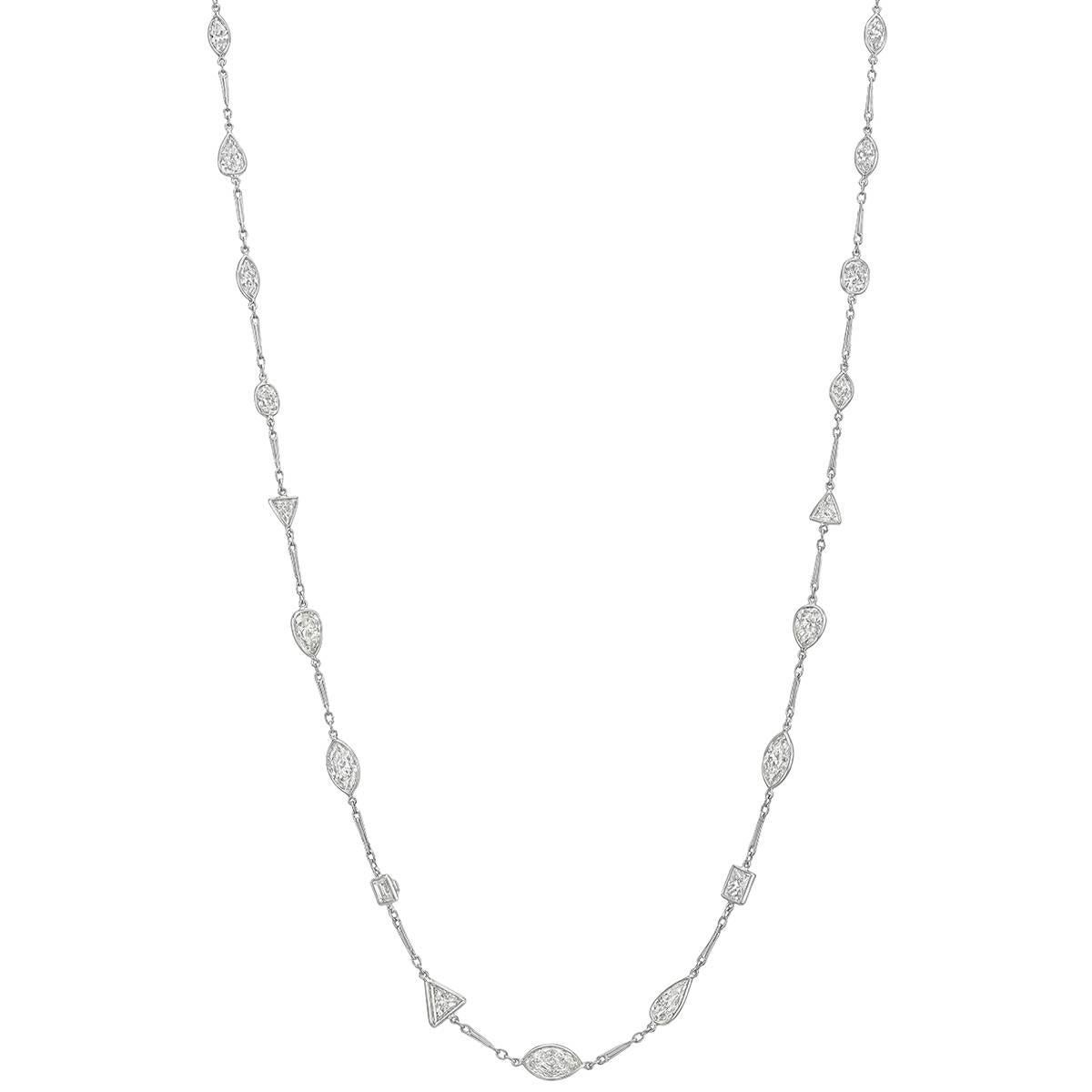 Mixed-Shape Diamond Long Chain Necklace '27.91 Carat'