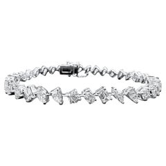 Diamant-Tennisarmband in gemischter Form aus 14K Weißgold, 6,75 Karat