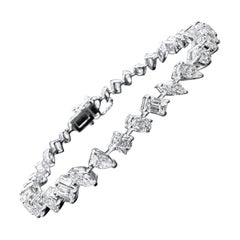 Bracciale Tennis con diamanti a forma mista in oro bianco 14K, 9,75 carati