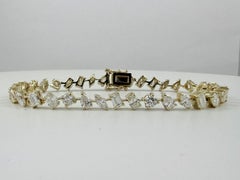 Mixed Shape Diamond Tennis Bracelet in 14K Yellow Gold, 6.75 Carats