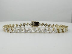 Mixed Shape Diamond Tennis Bracelet in 14K Yellow Gold, 9.75 Carats