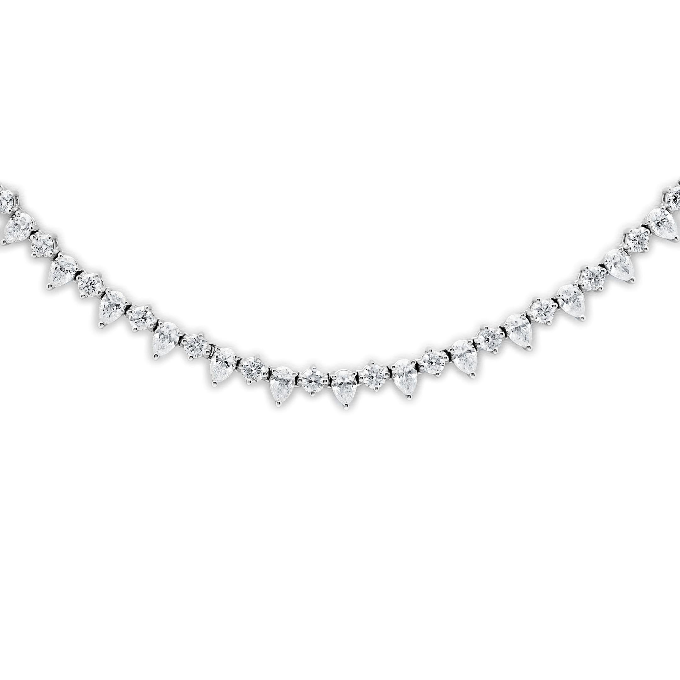 Mixed Shape Diamant-Tennis-Halskette (Tropfenschliff) im Angebot