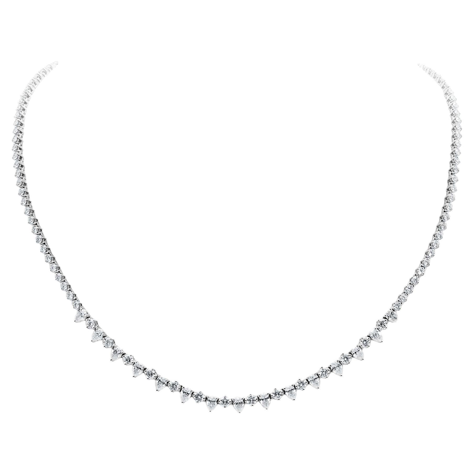 Collier tennis de diamants de formes mixtes