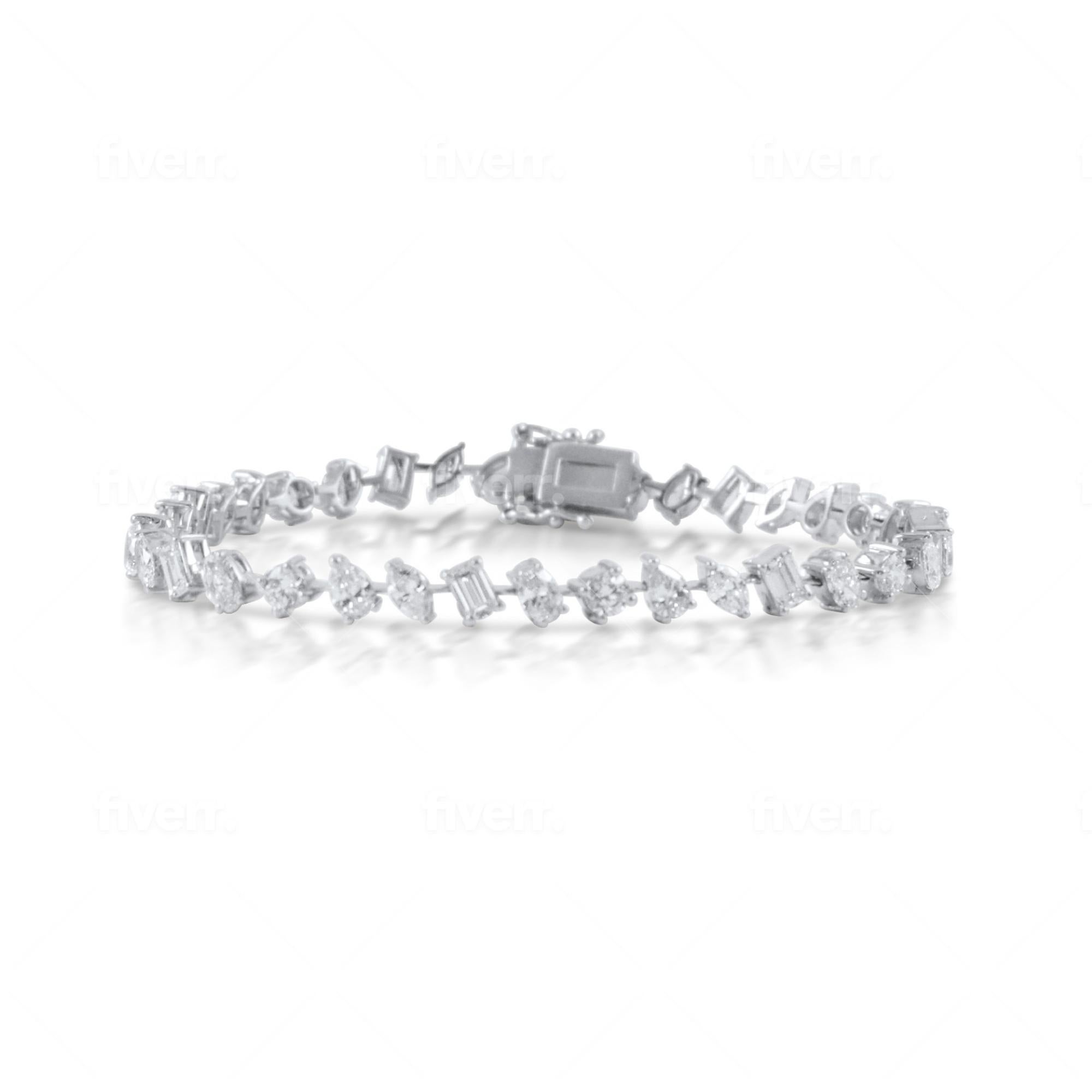 Collana Tennis con diamanti a forma mista in oro bianco 14K, 16,51 carati in vendita 2