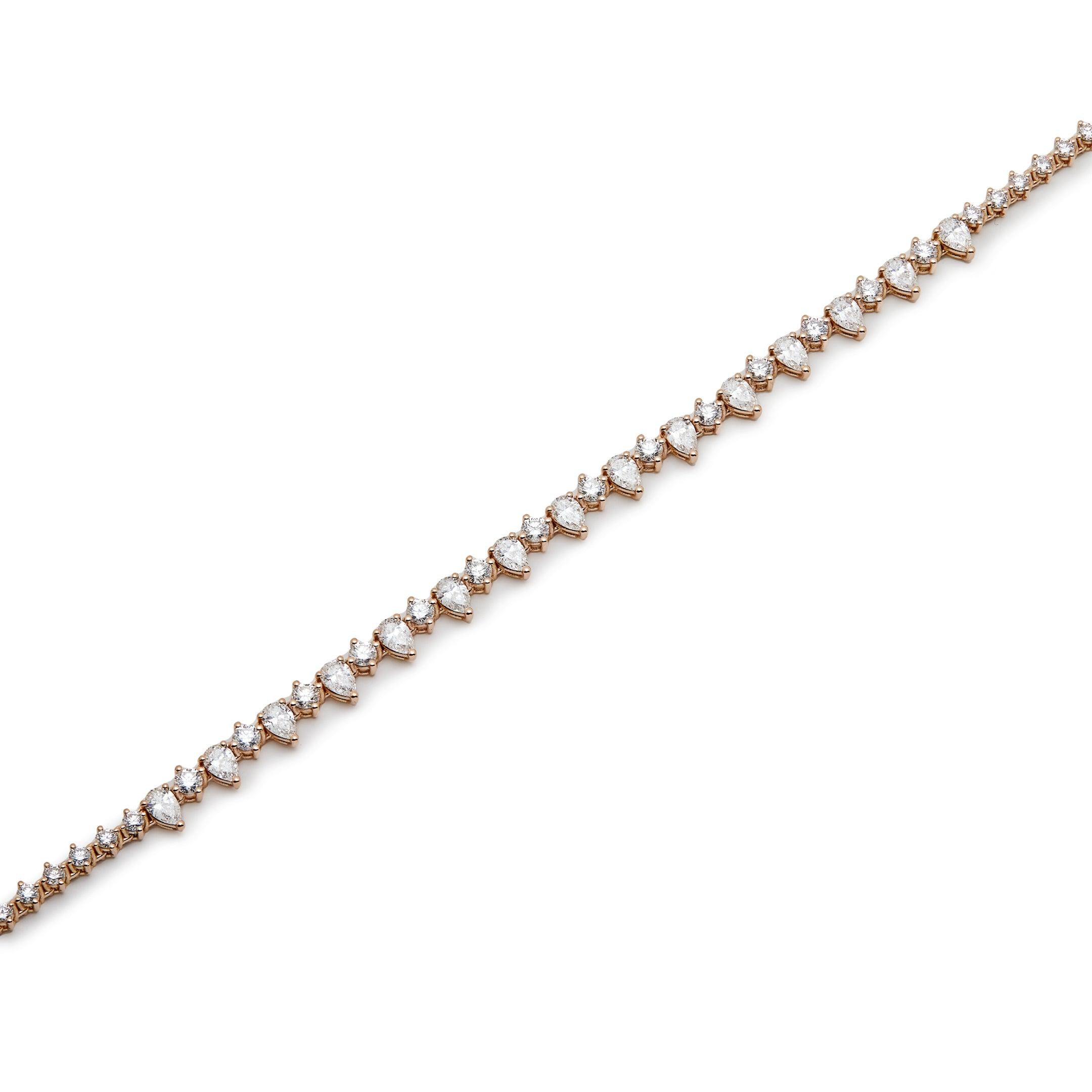 Contemporary Mixed Shape Diamond Tennis Necklace in Rose Gold