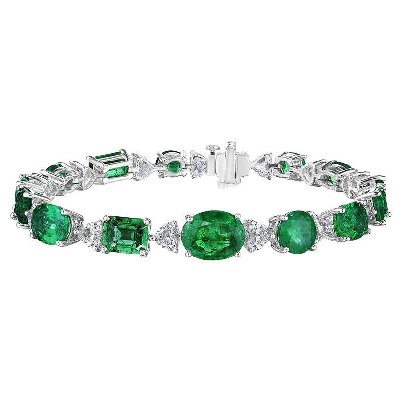 Mixed Shape Emerald & Diamond Bracelet