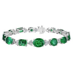 Mixed Shape Emerald & Diamond Bracelet