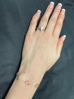 Bracelet réglable en or 18 carats avec morganites et aigues-marines véritables de forme mixte