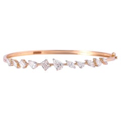 Mixed Shape Natural Diamond Statement Bracelet in 14K Solid Gold (Certified)