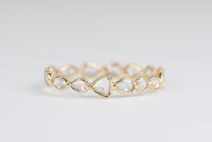 18 Karat Goldring mit Diamanten im Rosenschliff in gemischter Form in Lünette, Full Eternity M5016