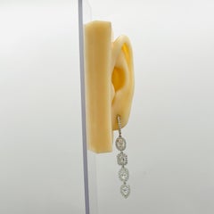 Mixed Shape White Diamond Dangle Earrings in 18K White Gold